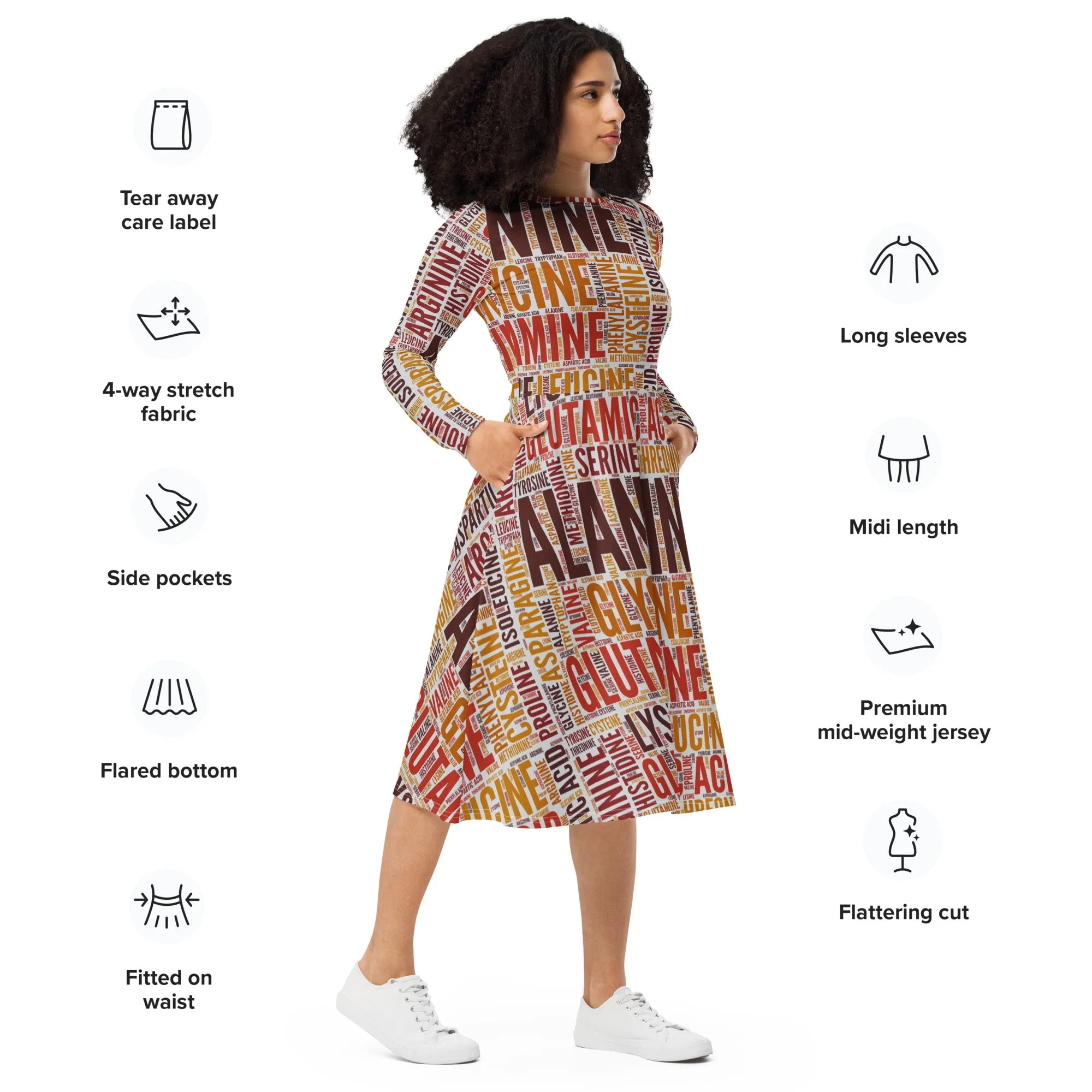 Amino Acids long sleeve midi dress