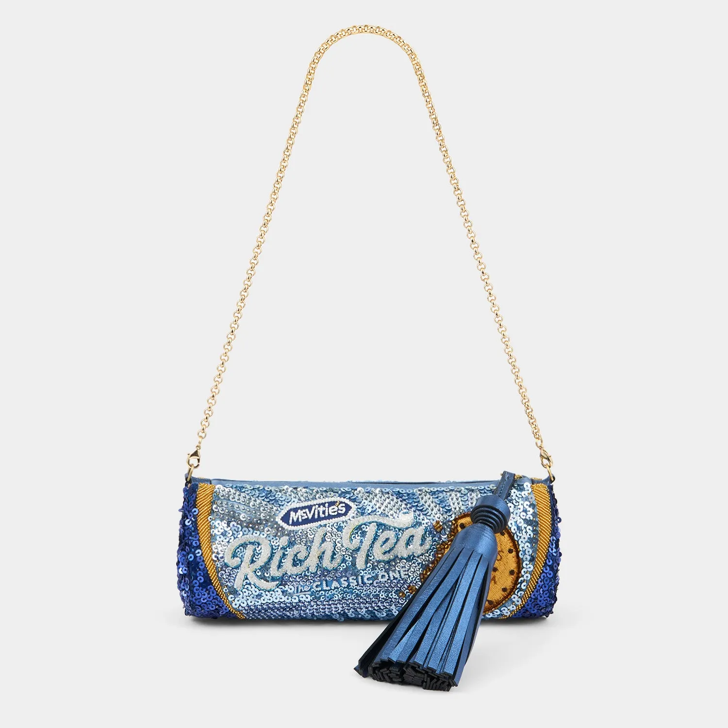 Anya Brands Rich Tea Embellished Tassel Clutch