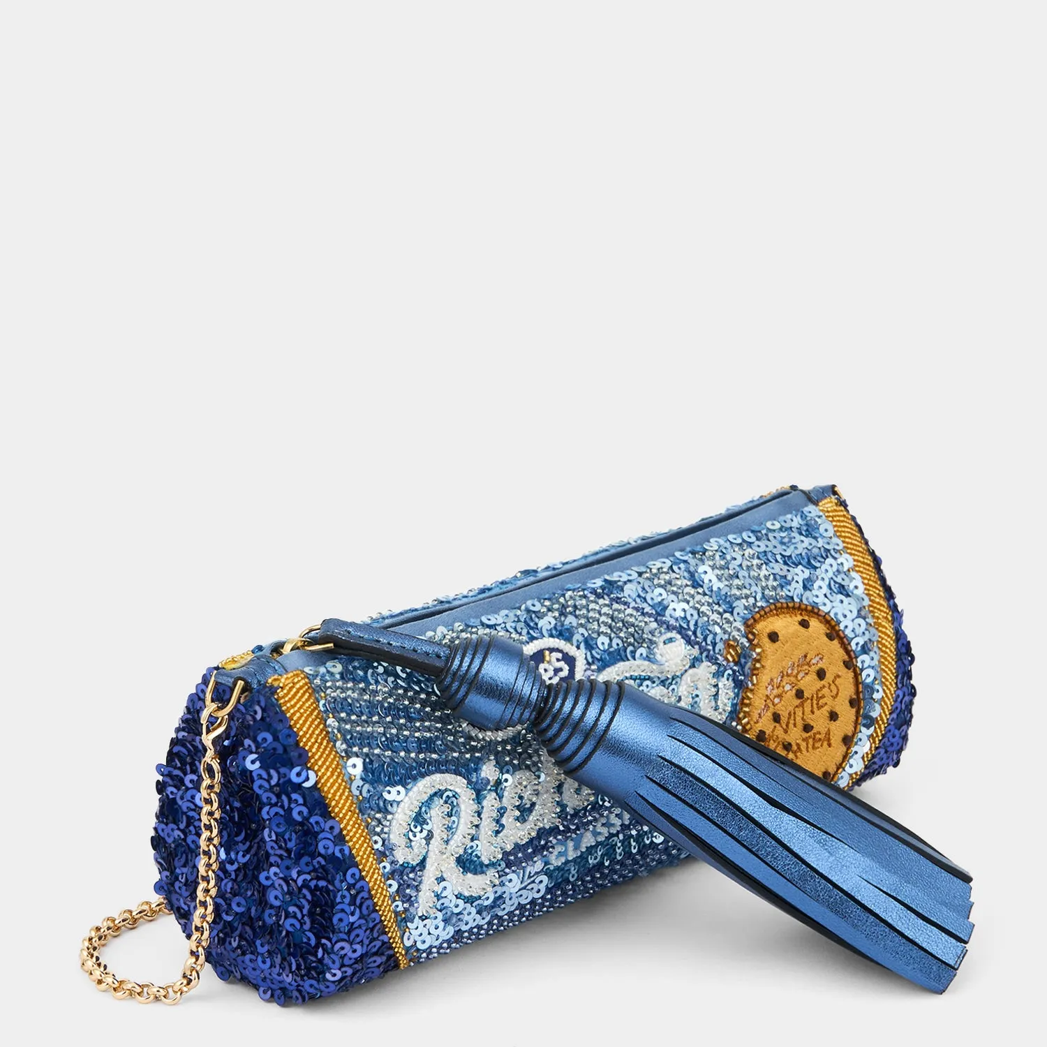 Anya Brands Rich Tea Embellished Tassel Clutch