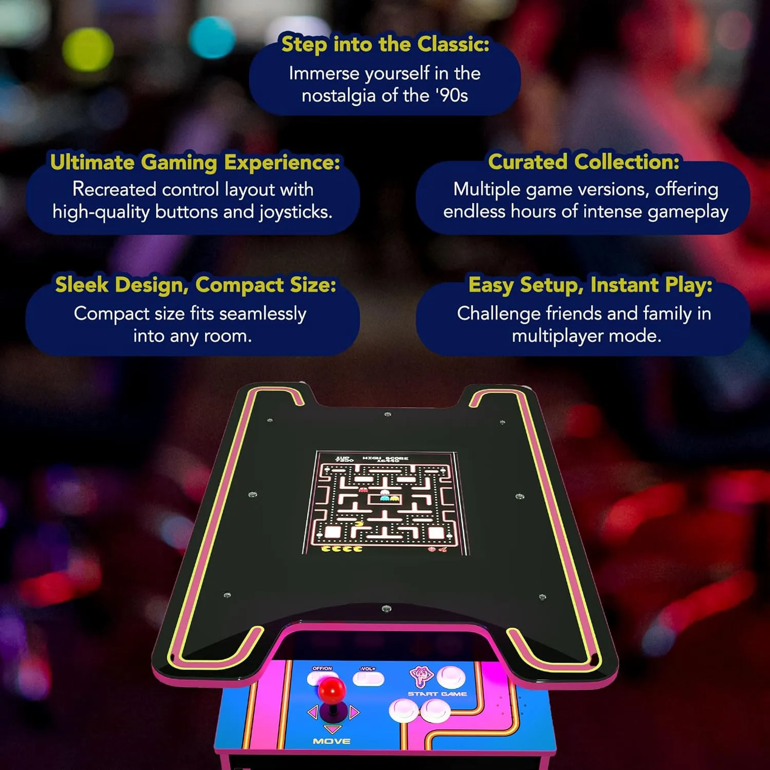 Arcade1Up PAC-MAN Head-to-Head Arcade Table with 12 Games, Multiplayer Control Panel, & 17-Inch Color LCD Screen, Black Series Edition