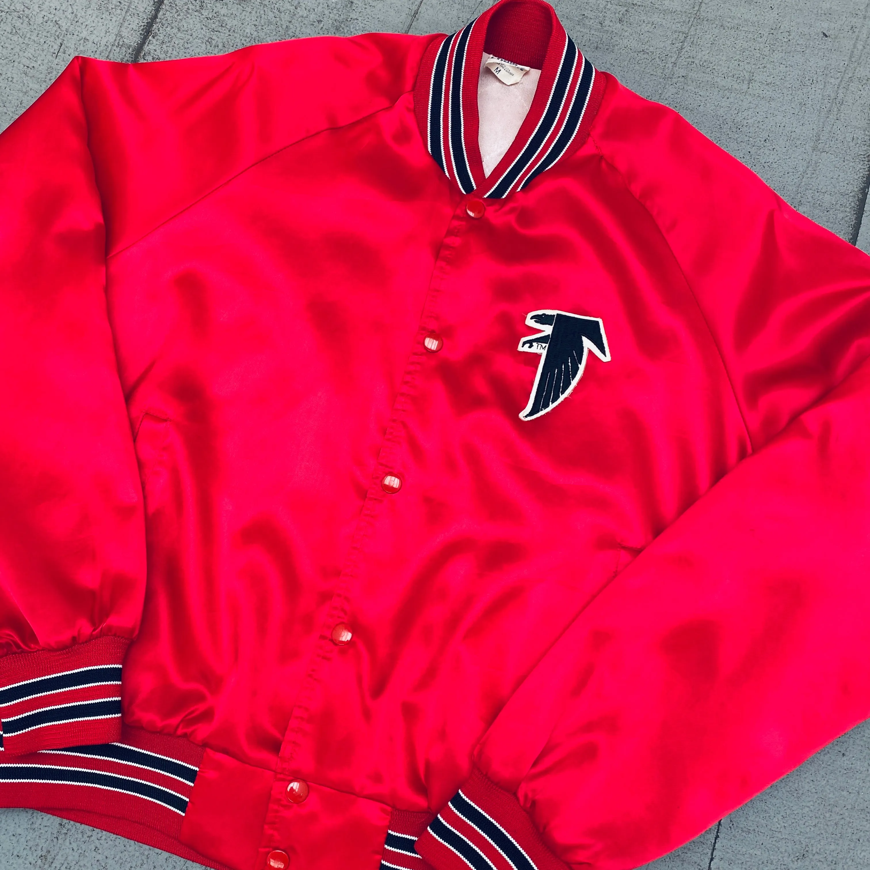 Atlanta Falcons: 1980's Chalk Line Satin Bomber Jacket (M)