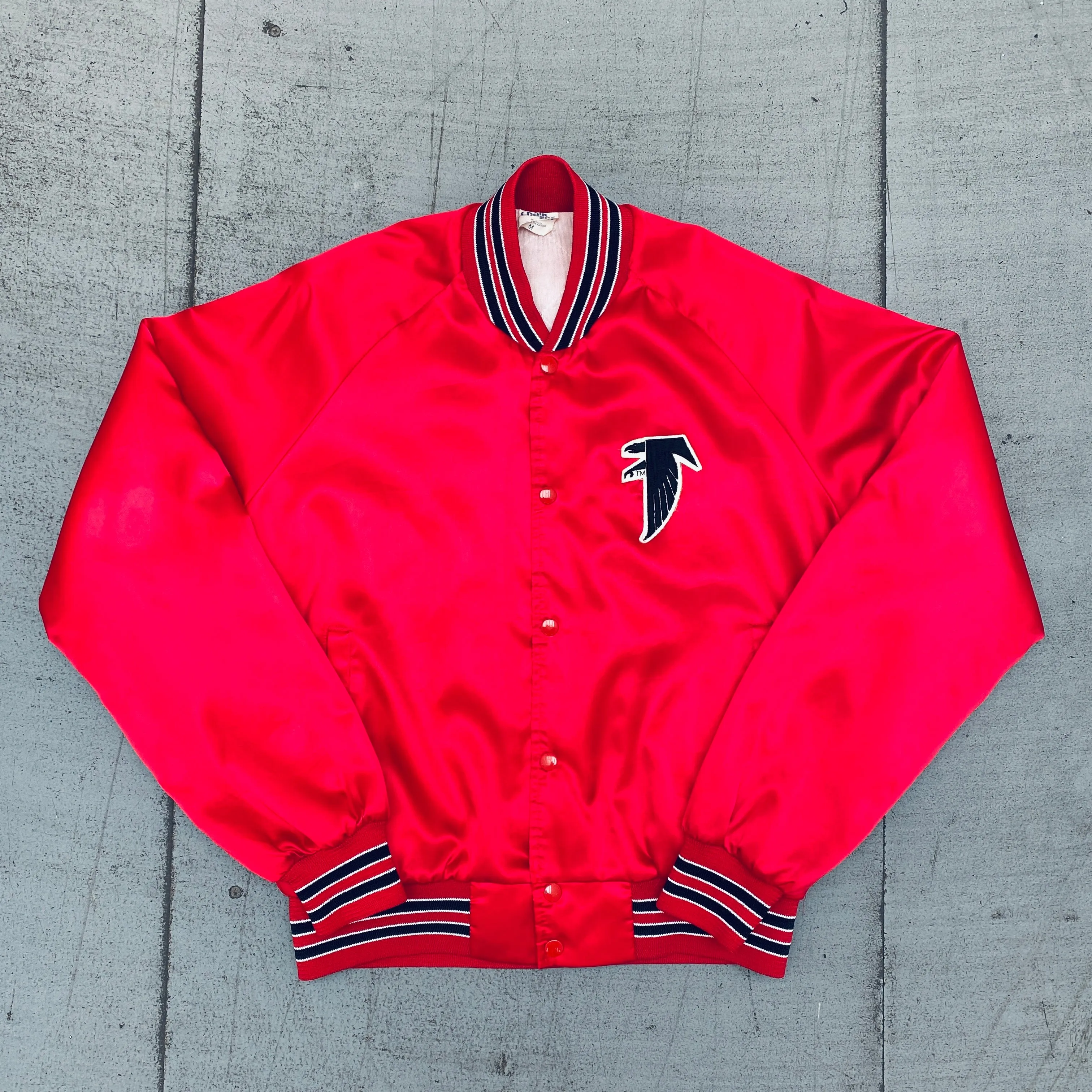 Atlanta Falcons: 1980's Chalk Line Satin Bomber Jacket (M)