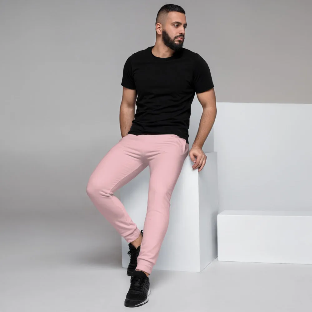 Ballet Pink Men's Joggers, Solid Color Modern Designer Sweatpants For Men-Made in EU/MX