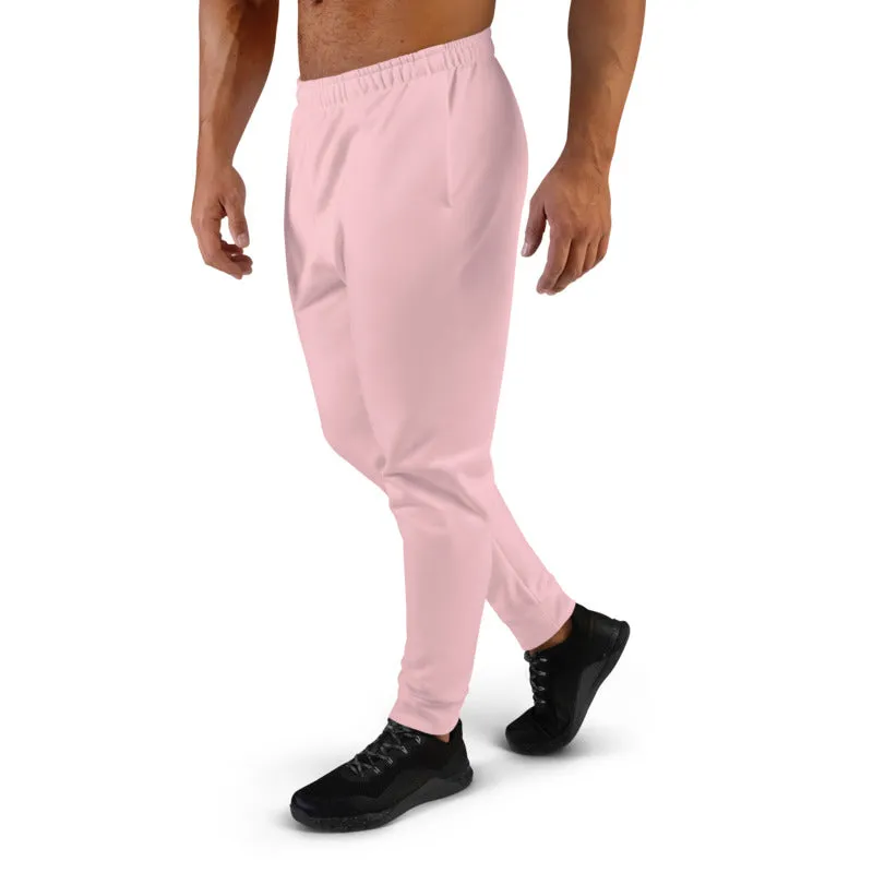 Ballet Pink Men's Joggers, Solid Color Modern Designer Sweatpants For Men-Made in EU/MX