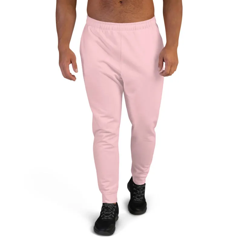 Ballet Pink Men's Joggers, Solid Color Modern Designer Sweatpants For Men-Made in EU/MX