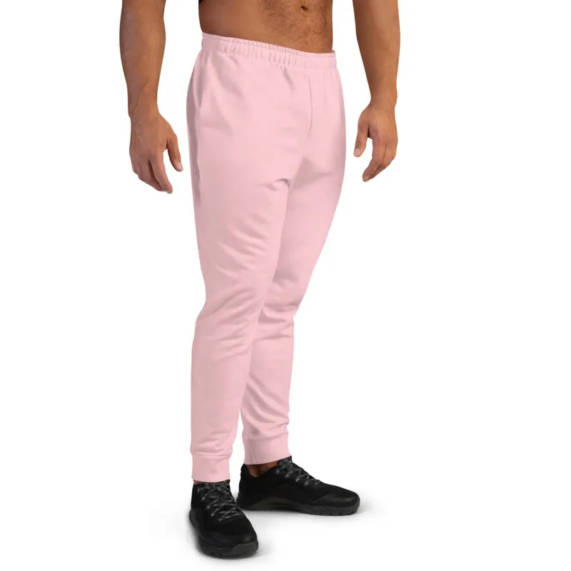 Ballet Pink Men's Joggers, Solid Color Modern Designer Sweatpants For Men-Made in EU/MX