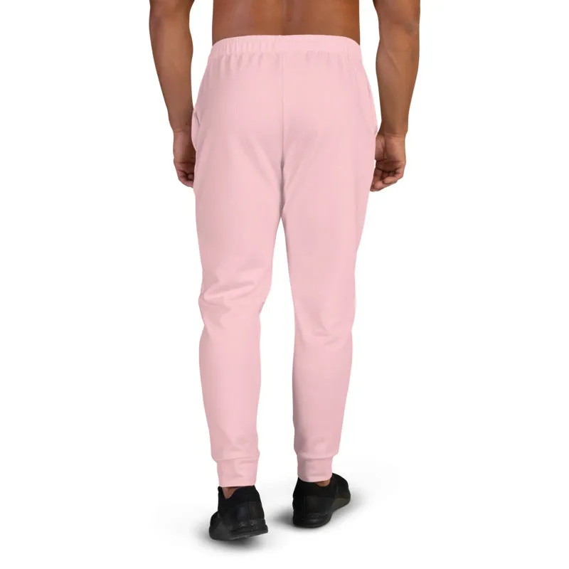 Ballet Pink Men's Joggers, Solid Color Modern Designer Sweatpants For Men-Made in EU/MX