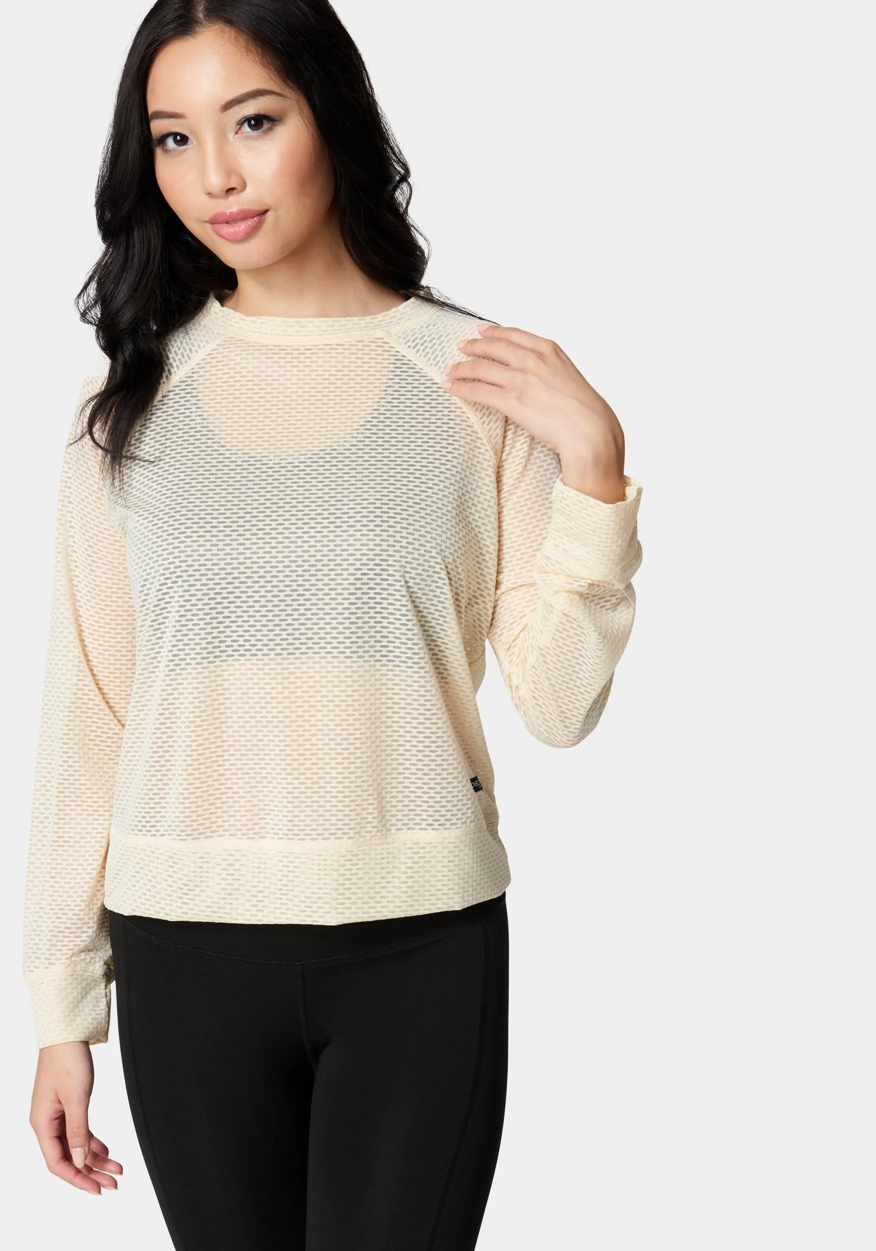 Bebe Logo Mesh Long Sleeve Top