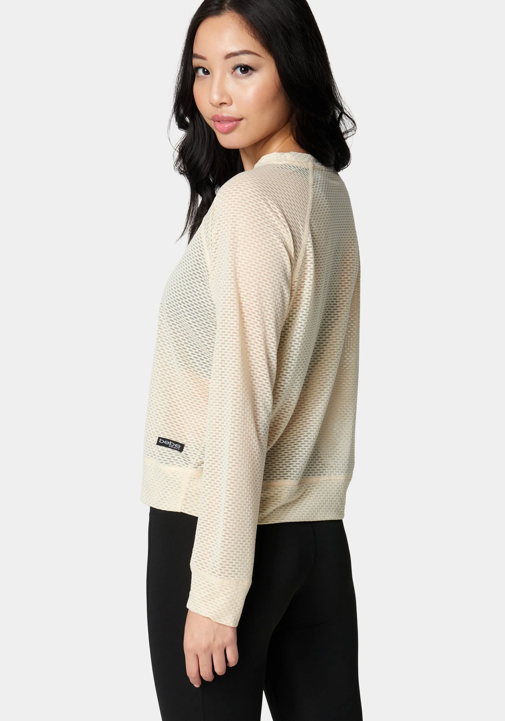 Bebe Logo Mesh Long Sleeve Top