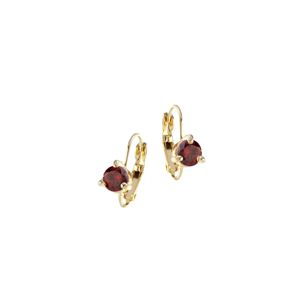 Beijos 6mm Prong Set Earrings - Garnet Gold