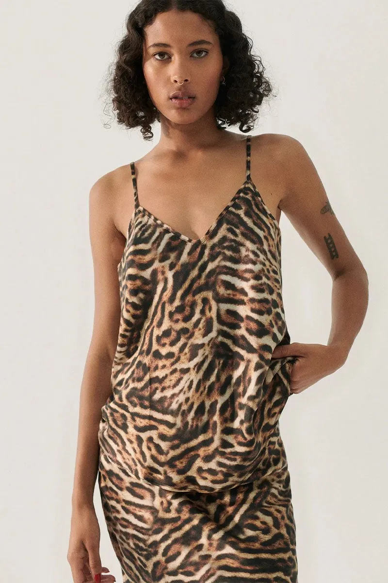 BIAS CUT CAMI-LEOPARD