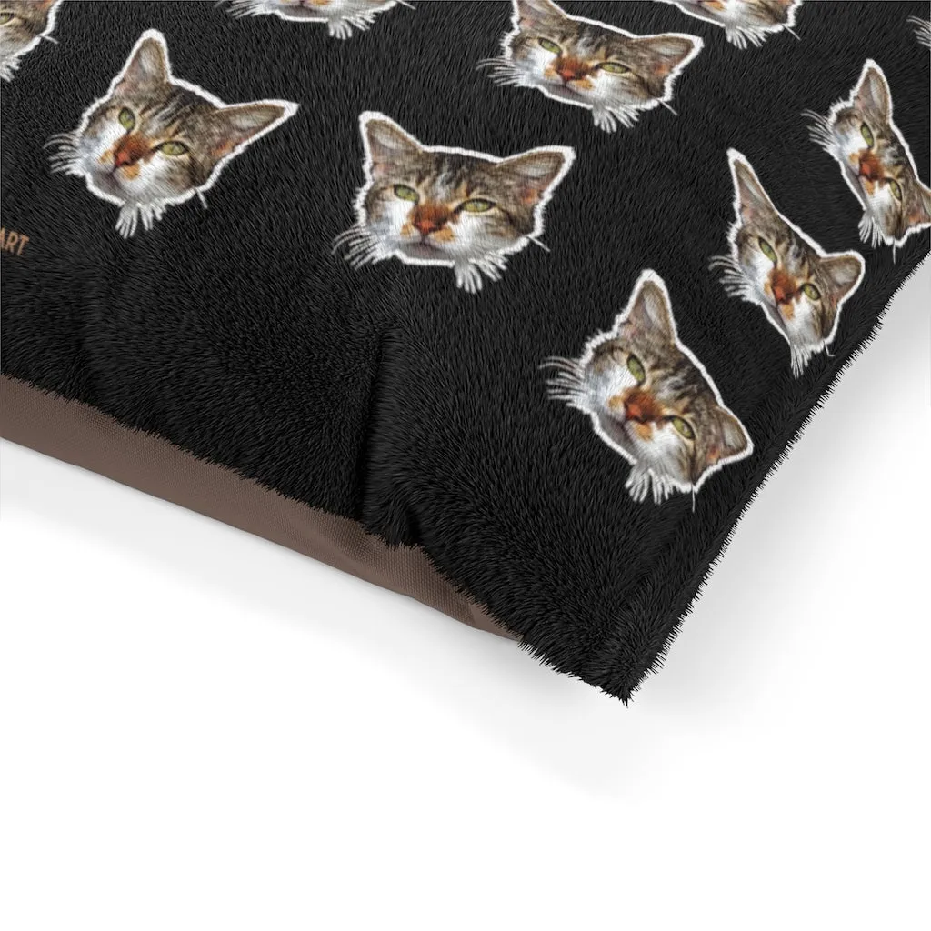 Black Cat Pet Bed, Solid Color Machine-Washable Pet Pillow With Zippers-Printed in USA