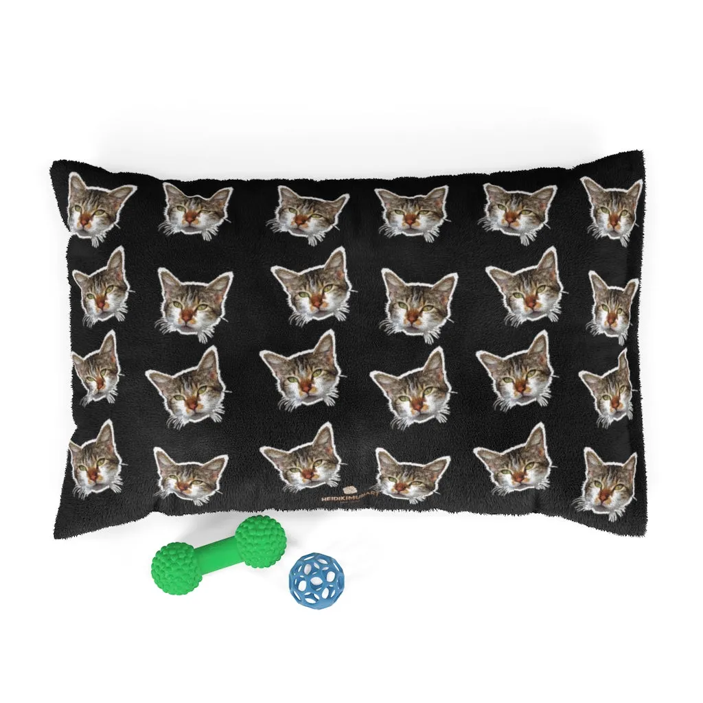 Black Cat Pet Bed, Solid Color Machine-Washable Pet Pillow With Zippers-Printed in USA