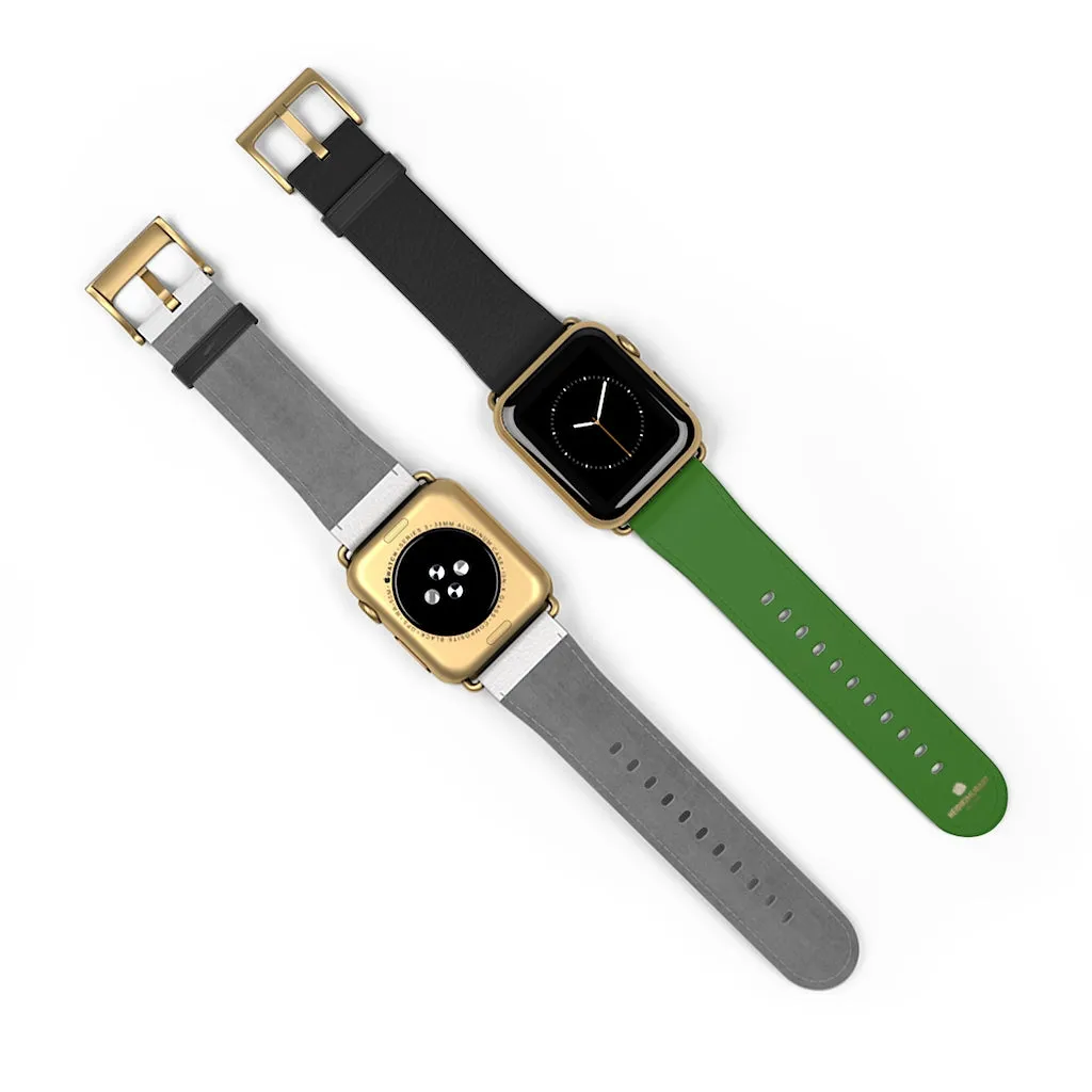 Black Green Duo Apple Band, Solid Color Print Premium Apple Watch Band- Made in USA