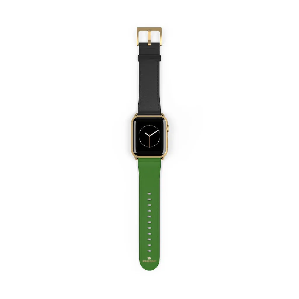 Black Green Duo Apple Band, Solid Color Print Premium Apple Watch Band- Made in USA