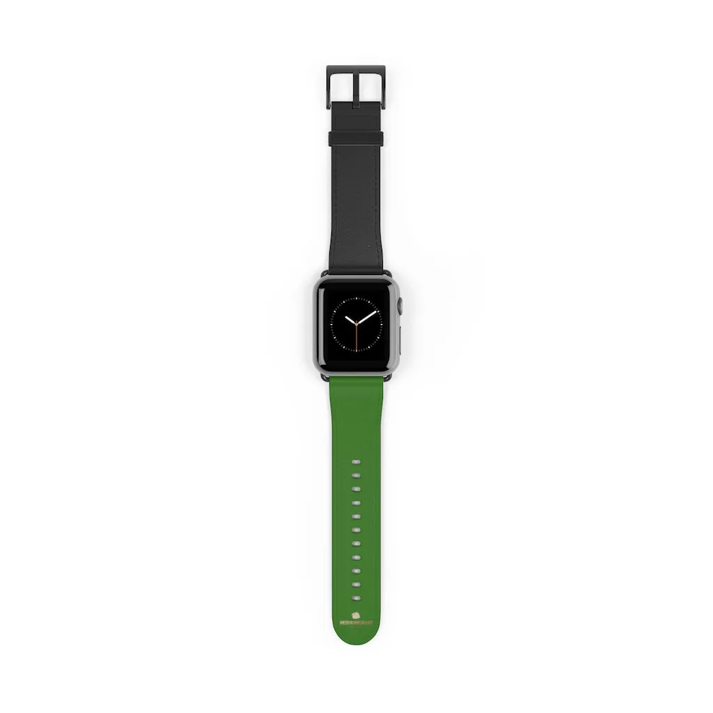 Black Green Duo Apple Band, Solid Color Print Premium Apple Watch Band- Made in USA