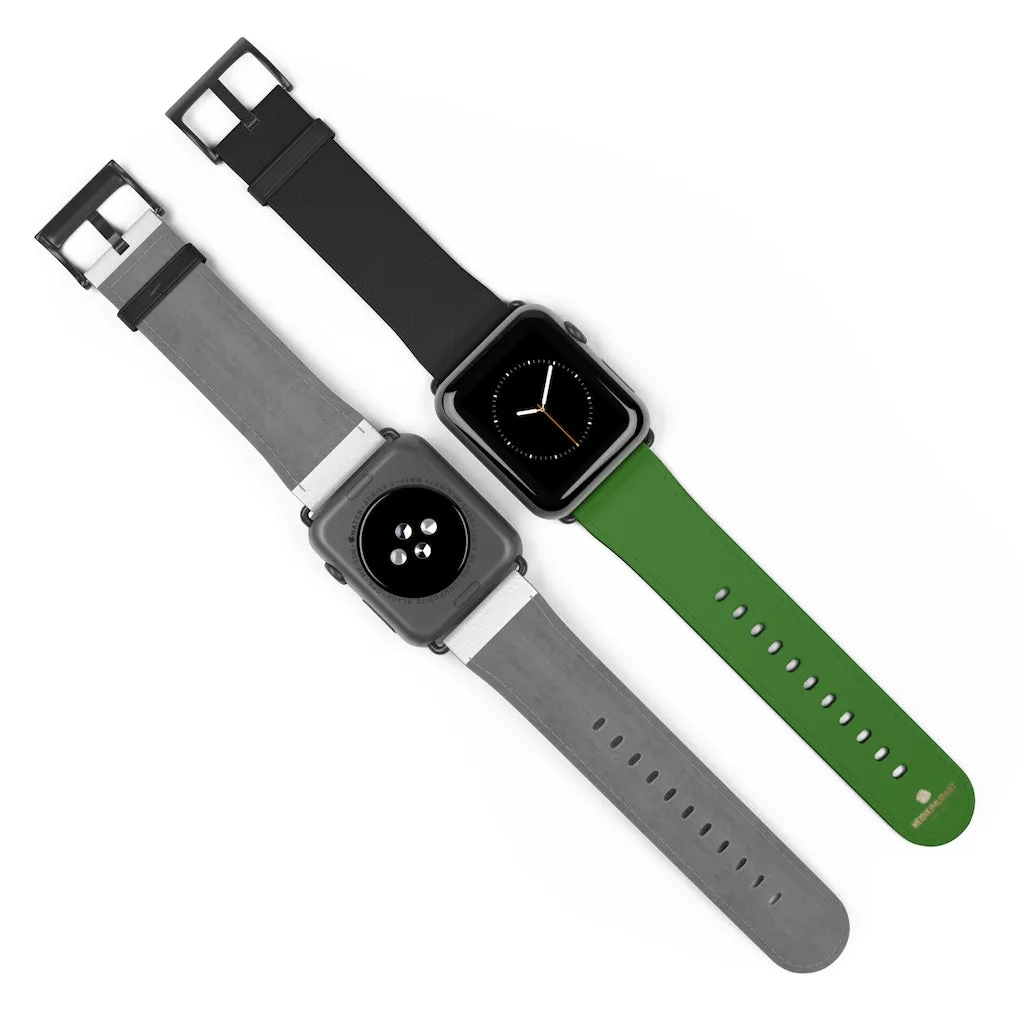 Black Green Duo Apple Band, Solid Color Print Premium Apple Watch Band- Made in USA