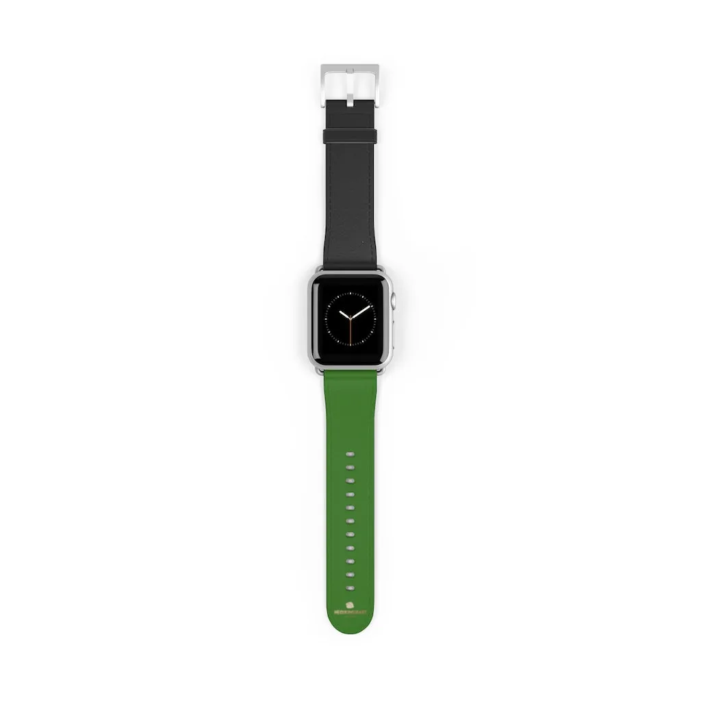 Black Green Duo Apple Band, Solid Color Print Premium Apple Watch Band- Made in USA