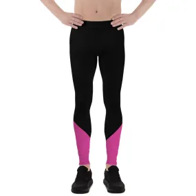 Black Hot Pink Color Meggings, Duo Colors Premium Men's Leggings Tights-Made in USA/ EU