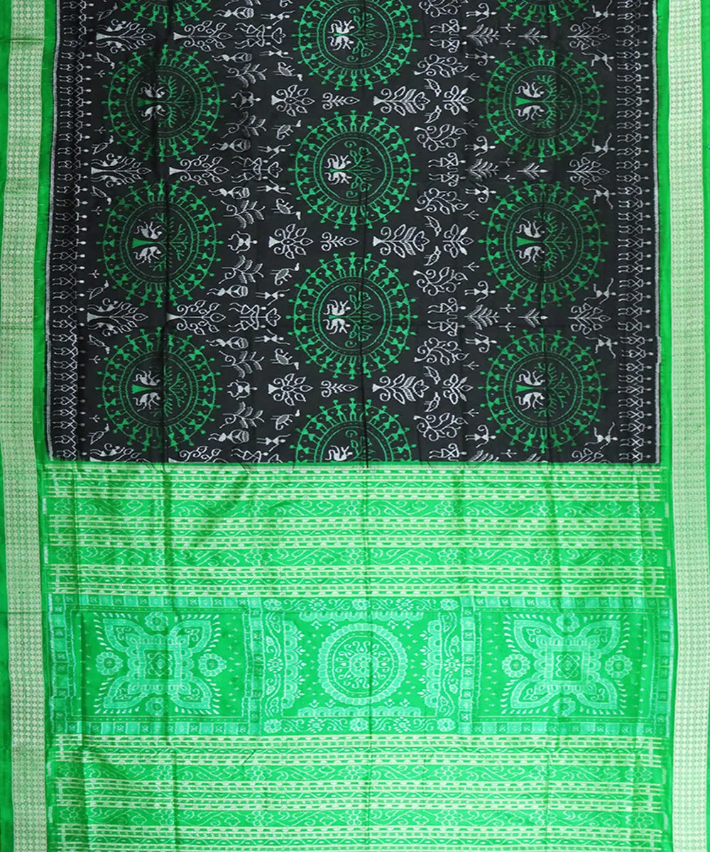 Black lime green silk handloom sambalpuri saree