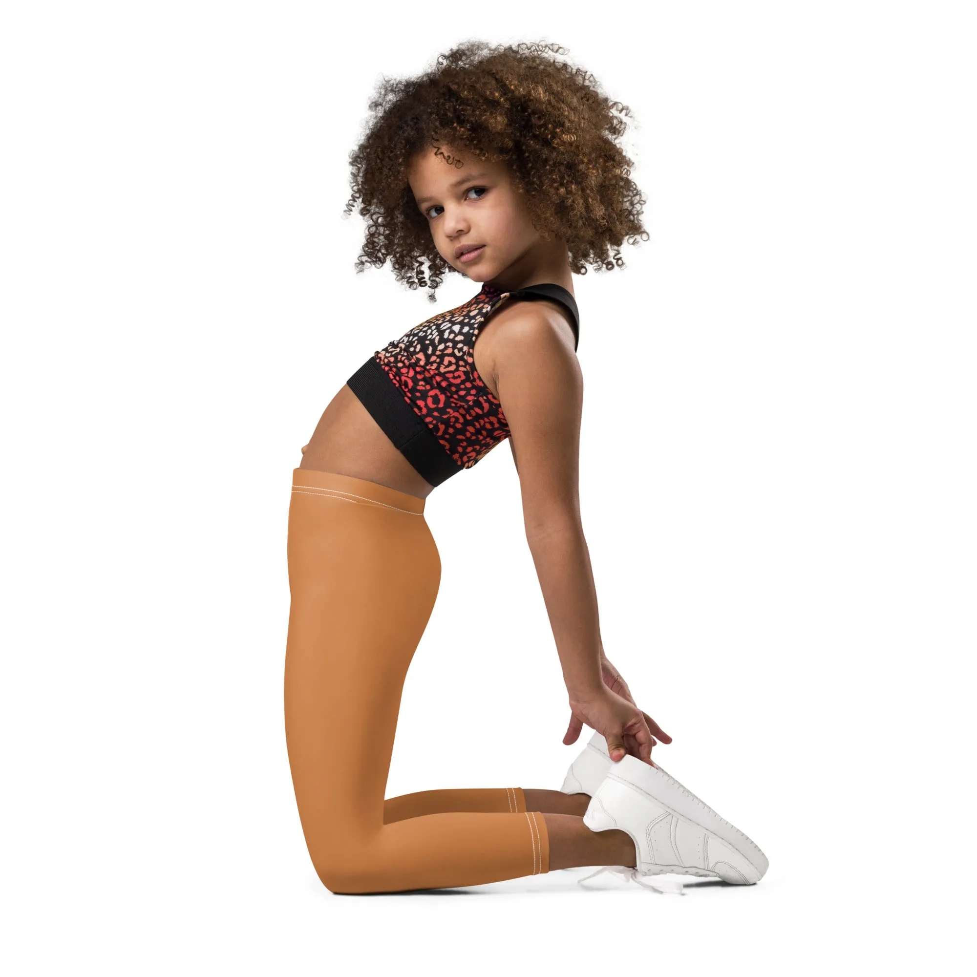 Bold Moves: Solid Workout Leggings for Young Athletes - Raw Sienna