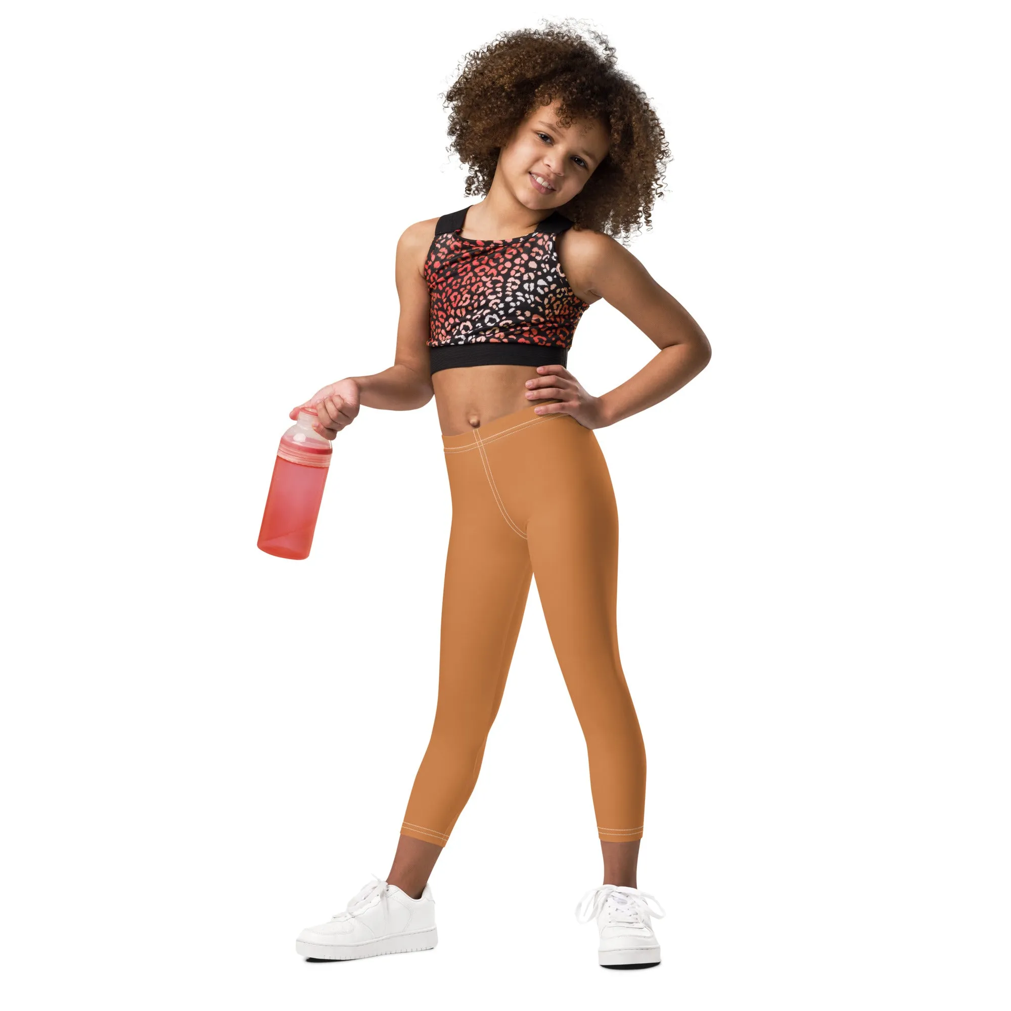 Bold Moves: Solid Workout Leggings for Young Athletes - Raw Sienna