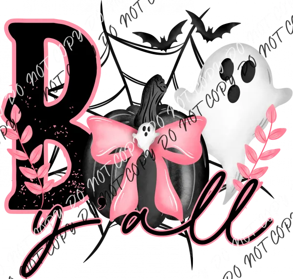 Boo Y'all Pumpkin Black and Pink DTF Transfer