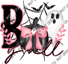 Boo Y'all Pumpkin Black and Pink DTF Transfer