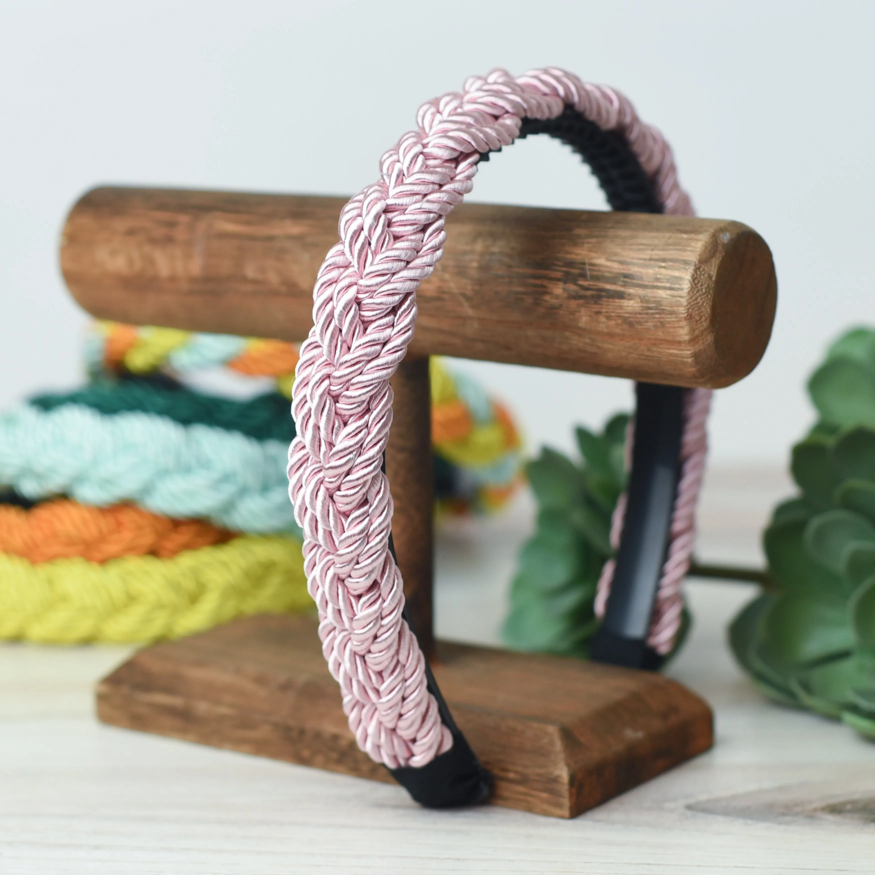 Brandy Braided Headband-Pink