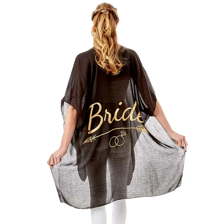 Bride Solid Lettering Cover Up Poncho