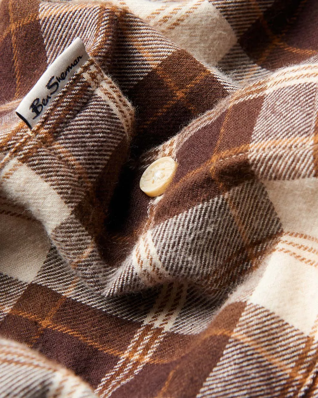 Brushed Plain Check Shirt - Chocolate