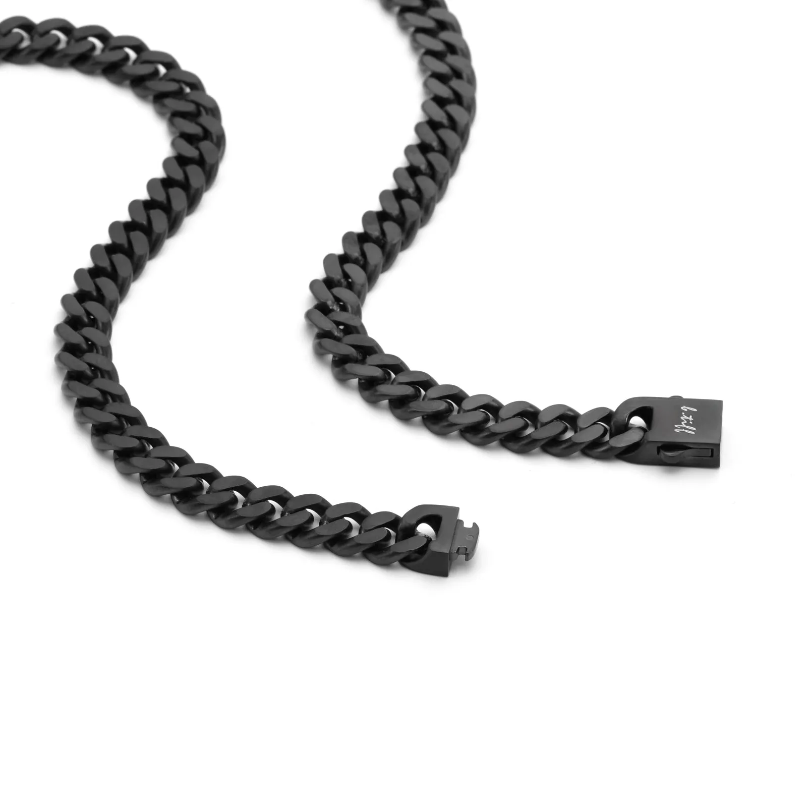 C138B B.Tiff 8mm Black Flat Cuban Link Necklace