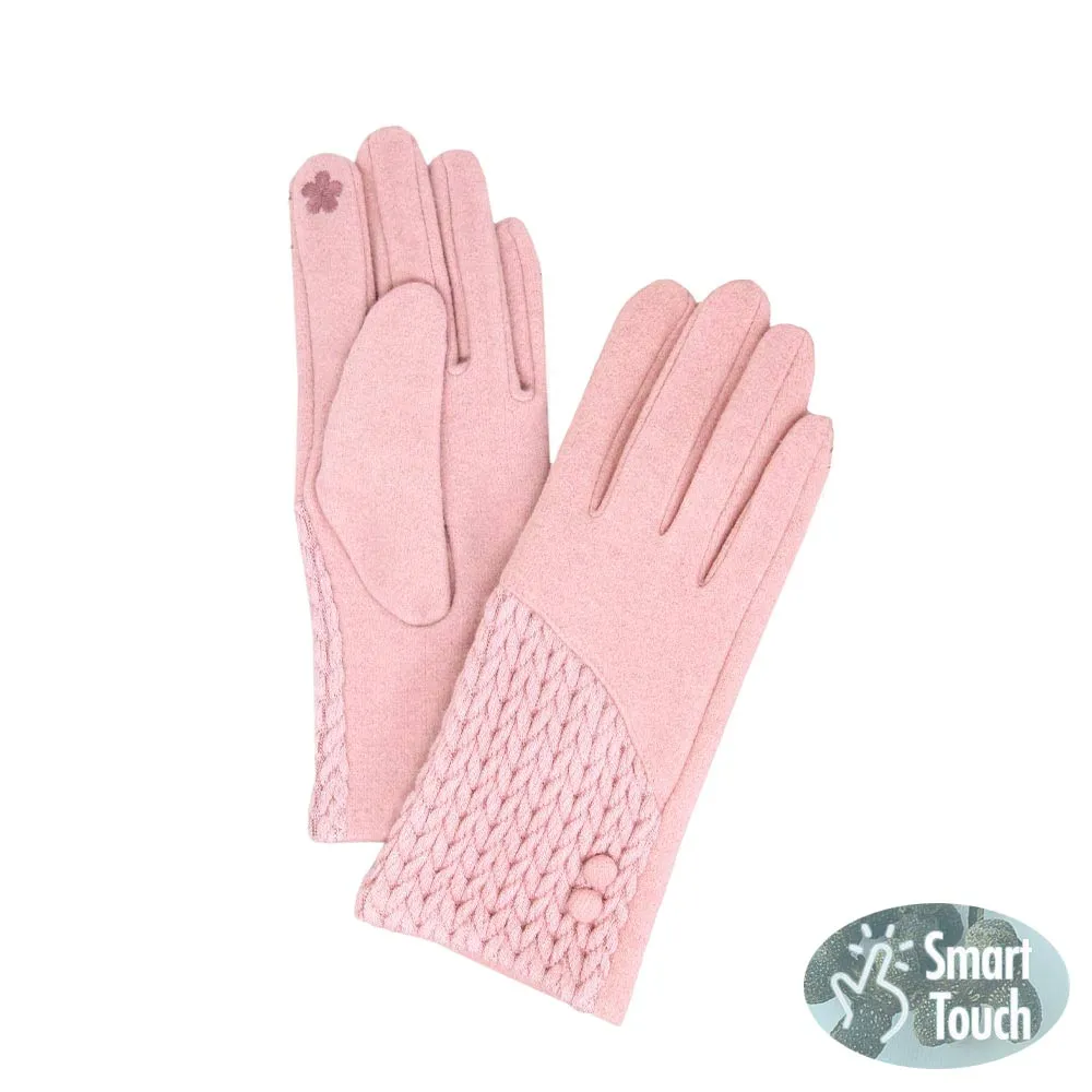 Cable Detailed Button Touch Smart Gloves