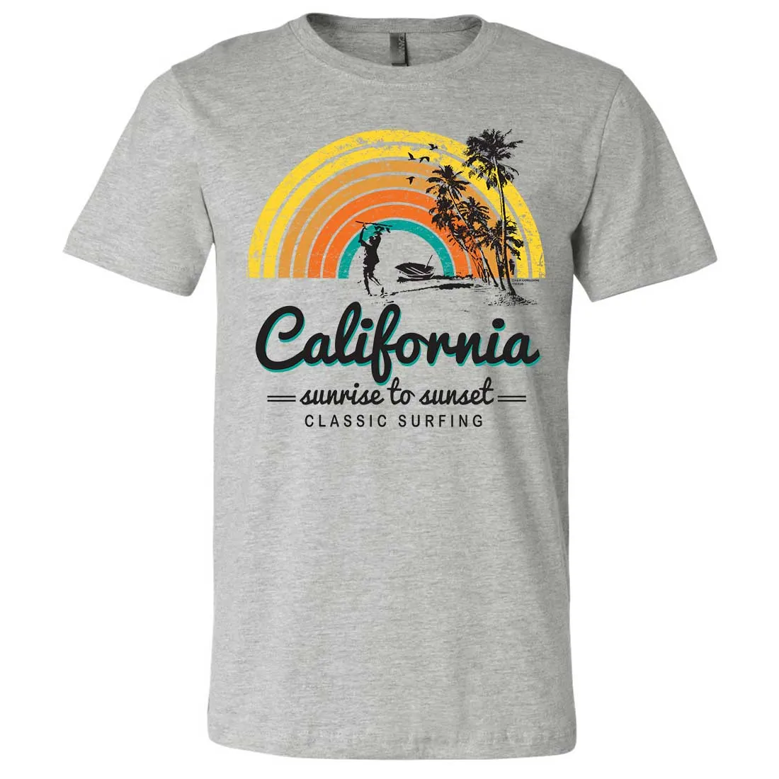 California Classic Sunrise Surfing Asst Colors Mens Lightweight Fitted T-Shirt/tee