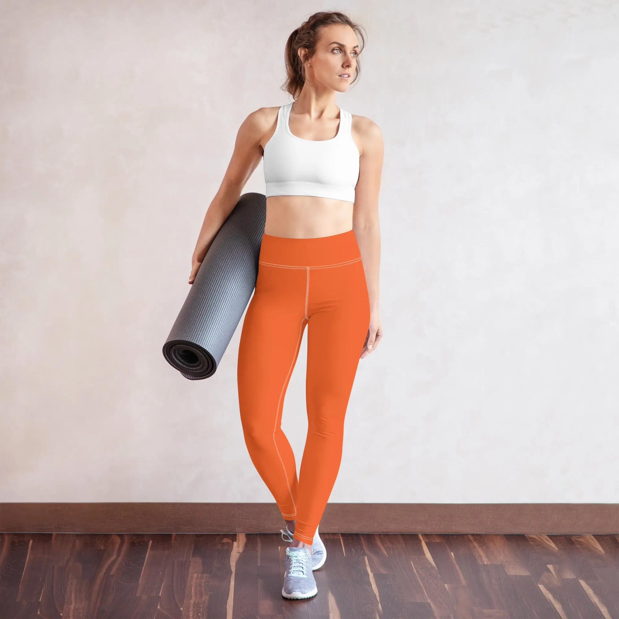 Casual Cool: Solid Color Leggings for Her Workout - Flamingo