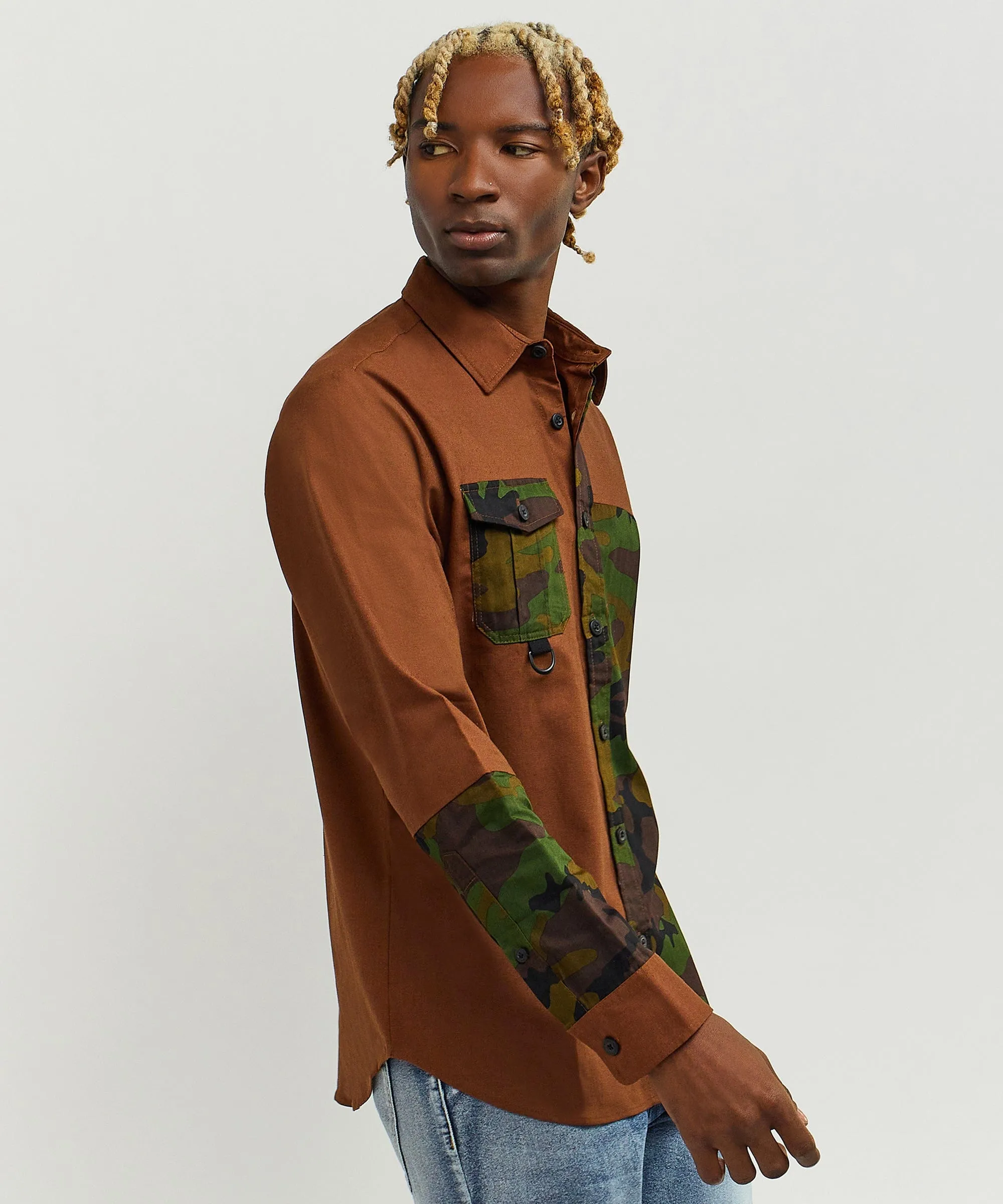 Cavalli Camo Details Long Sleeve Flannel Shirt