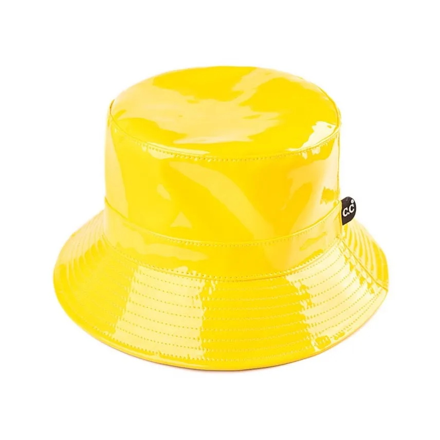 C.C Brand Shiny Reflective Enamel Detailed Rain Bucket Hat