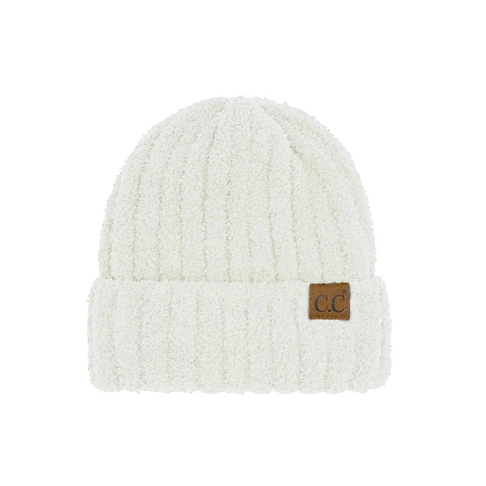 C.C Solid Color Fuzzy Beanie Hat