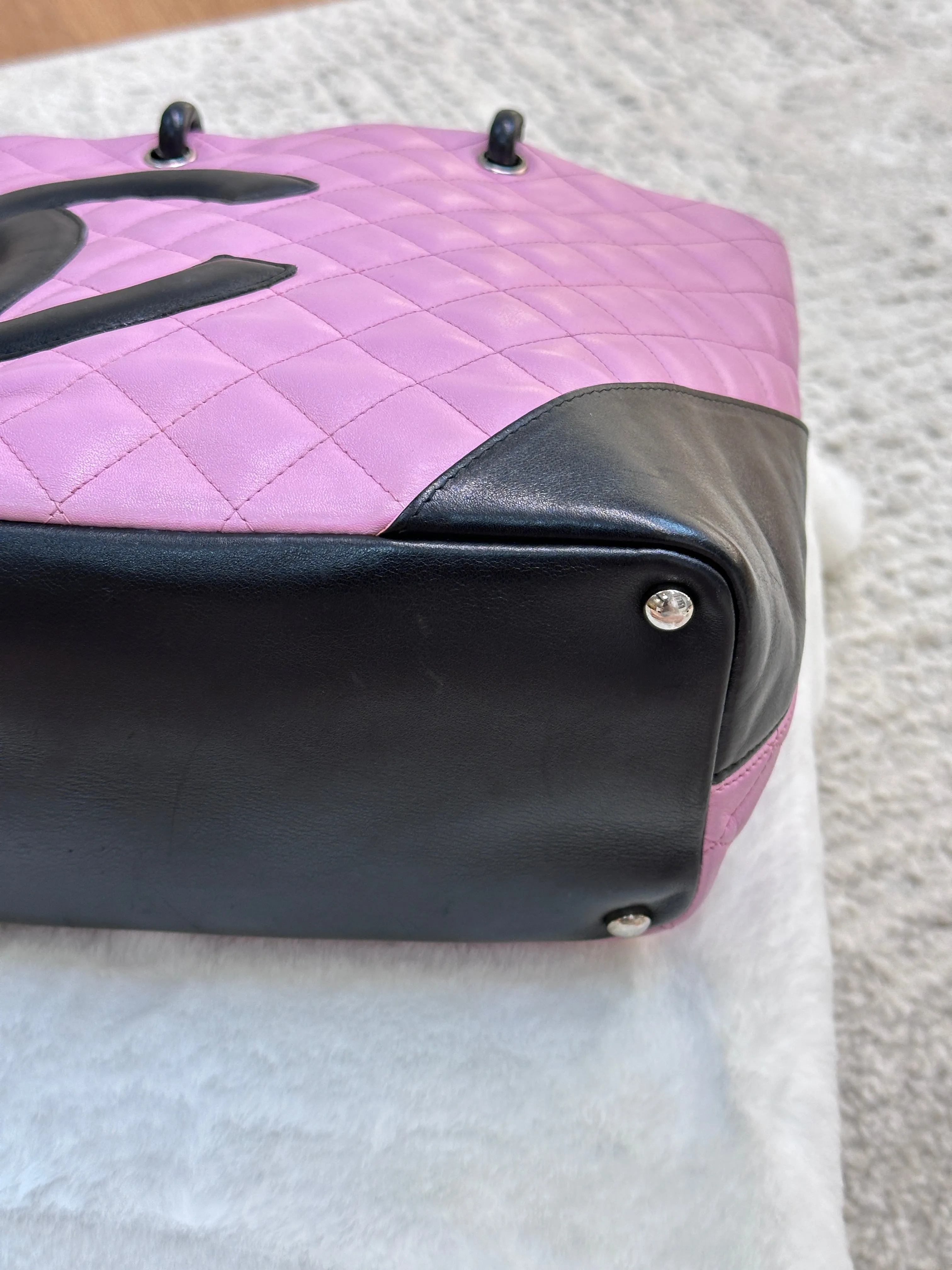 Chanel Medium Calfskin Quilted Cambon Tote Pink Black