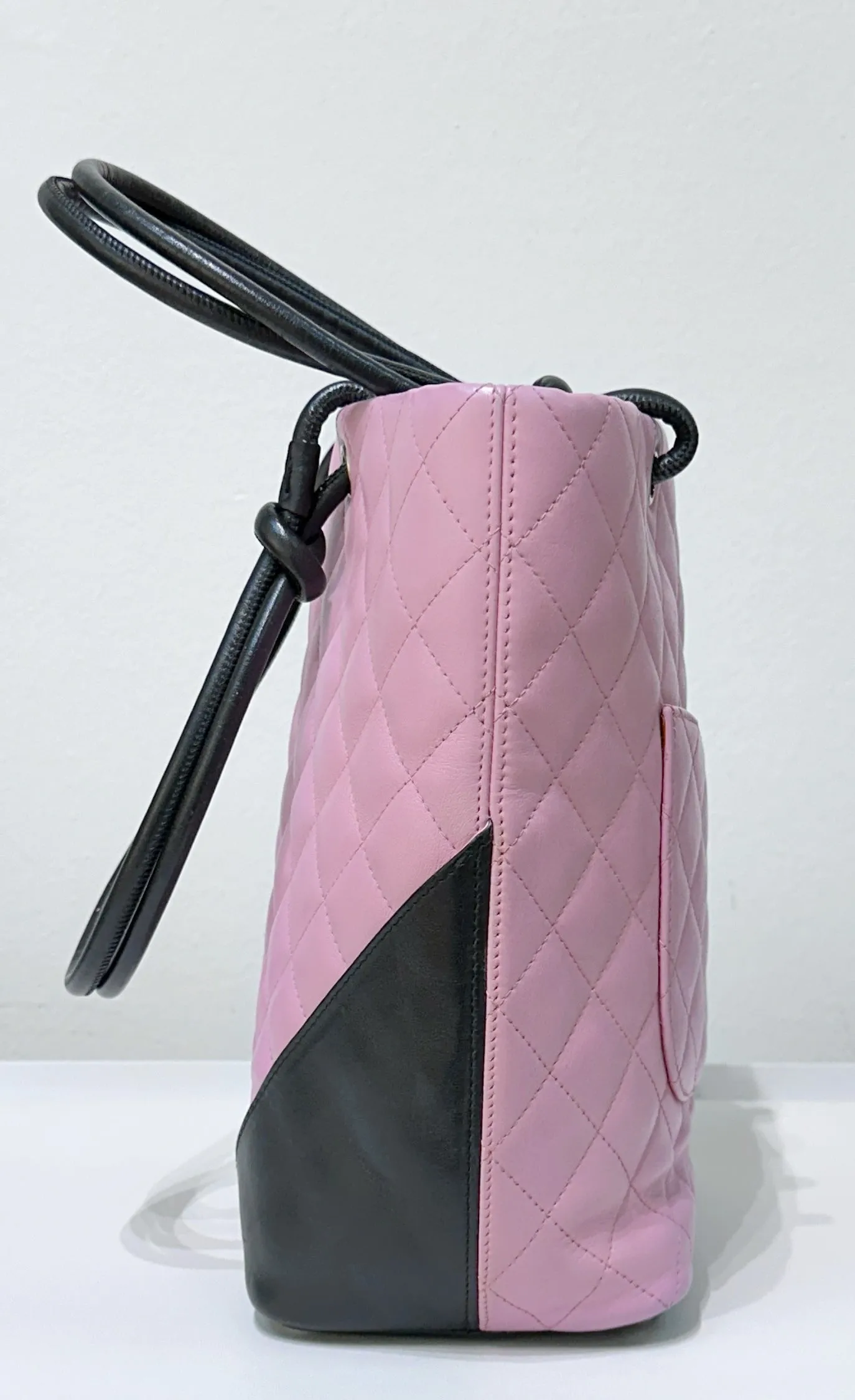 Chanel Medium Calfskin Quilted Cambon Tote Pink Black