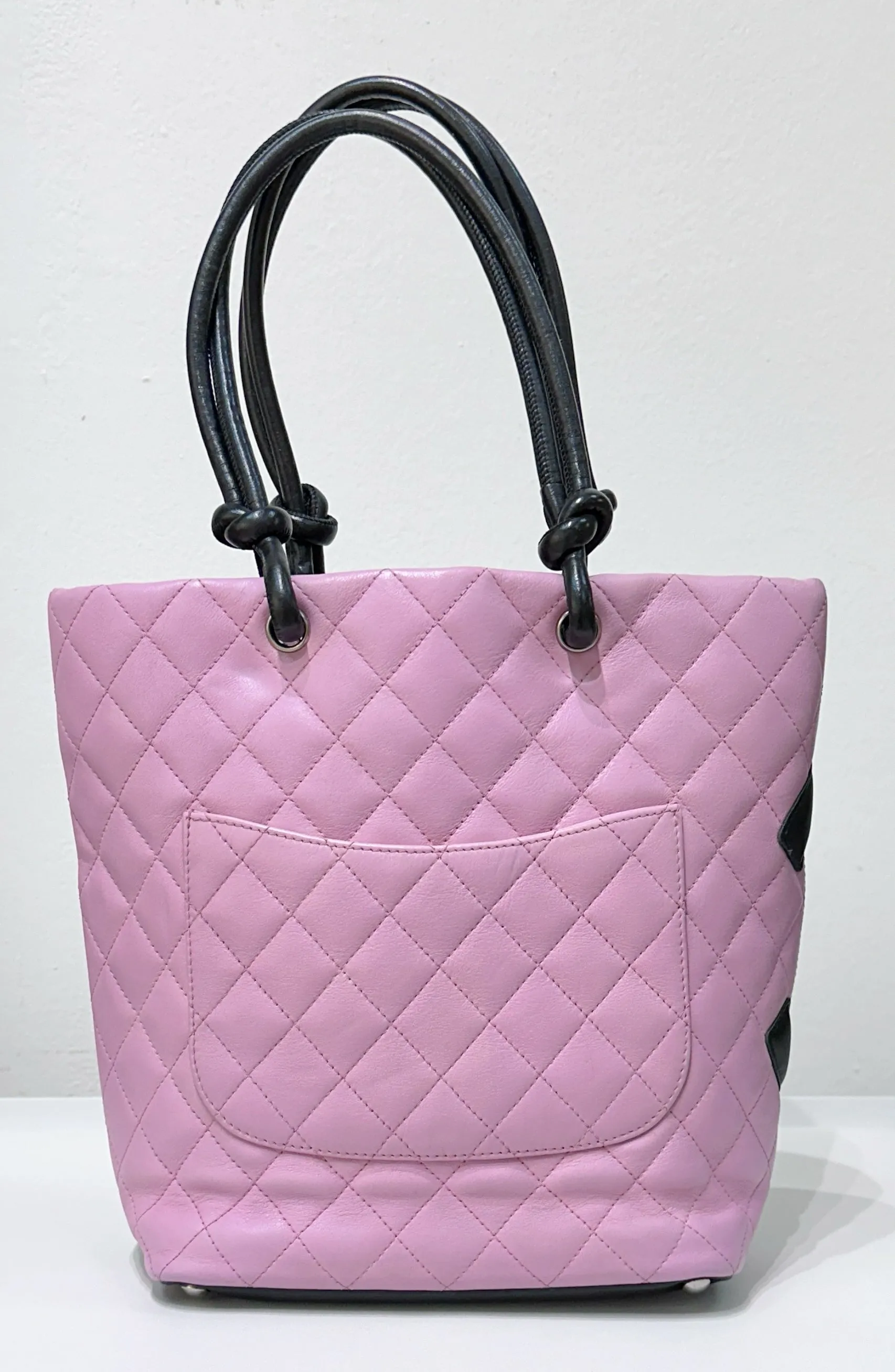 Chanel Medium Calfskin Quilted Cambon Tote Pink Black