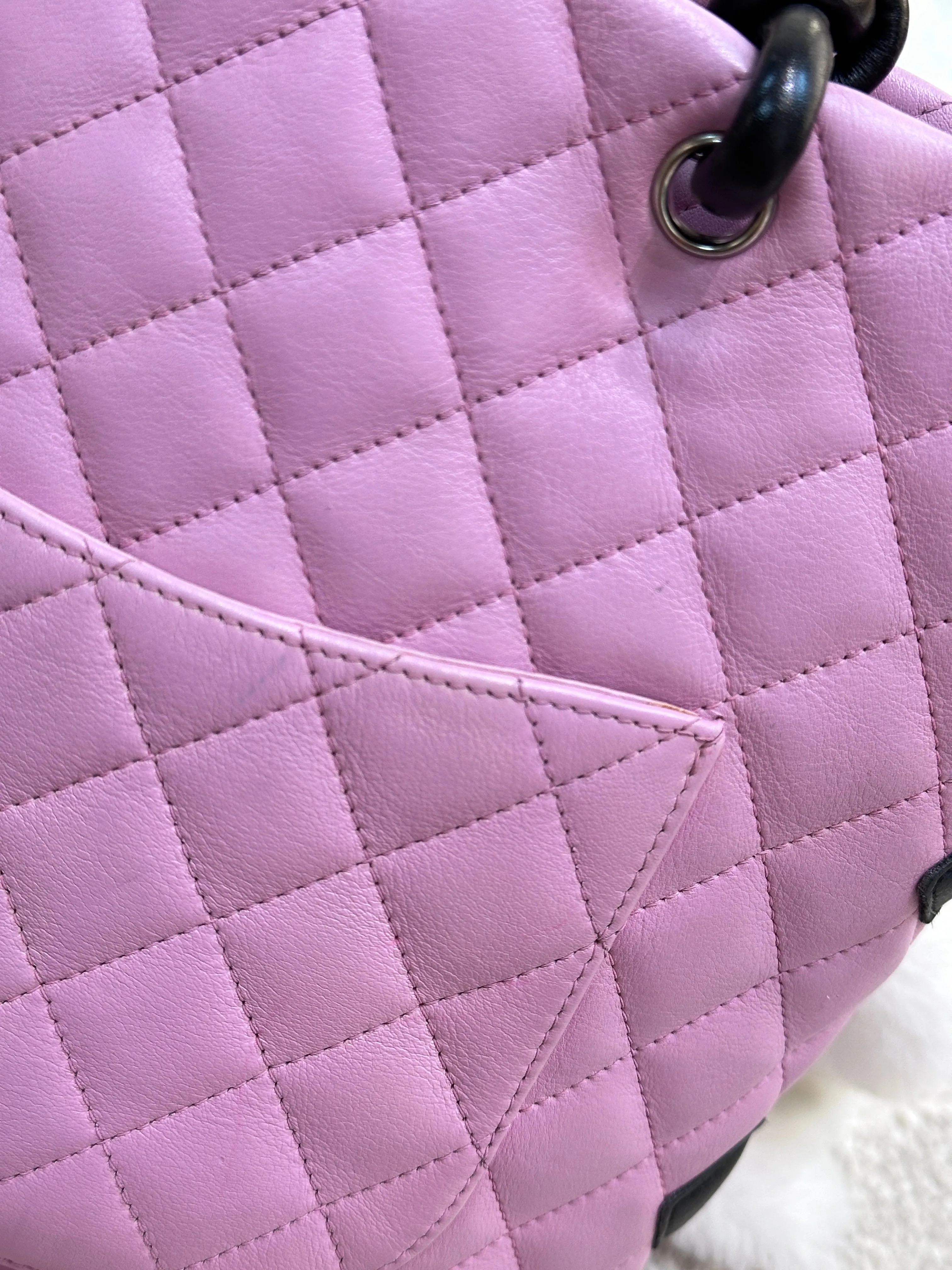 Chanel Medium Calfskin Quilted Cambon Tote Pink Black