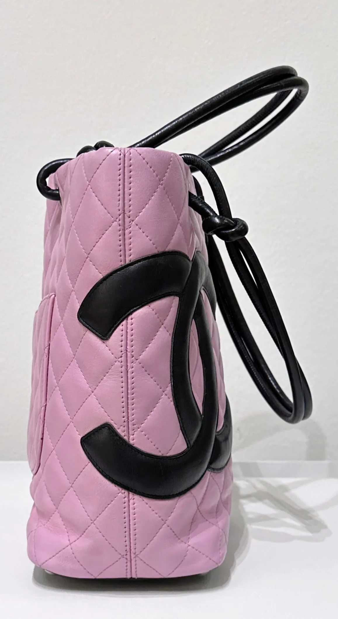 Chanel Medium Calfskin Quilted Cambon Tote Pink Black