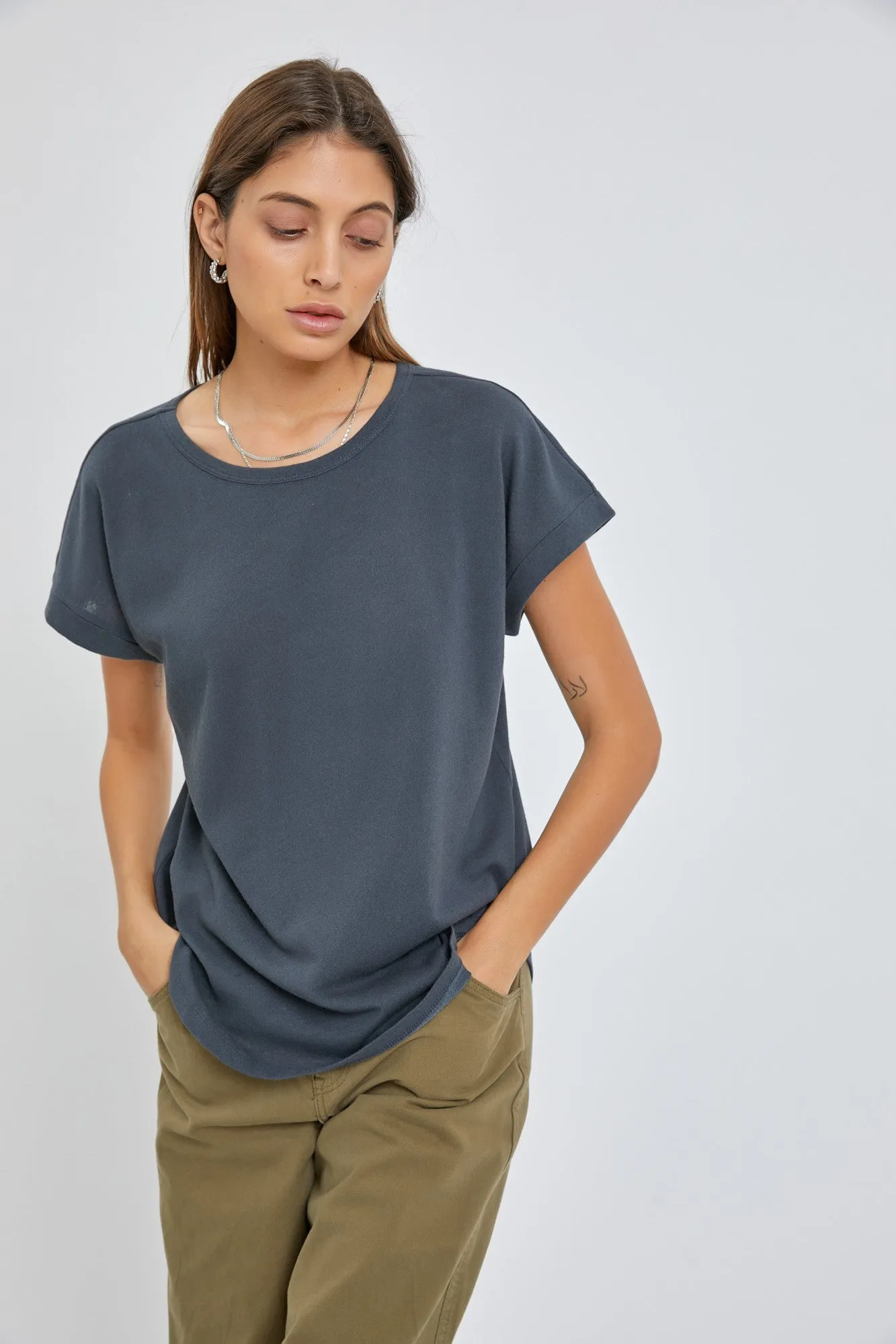 Charcoal Short Dolman Sleeve Maternity Top