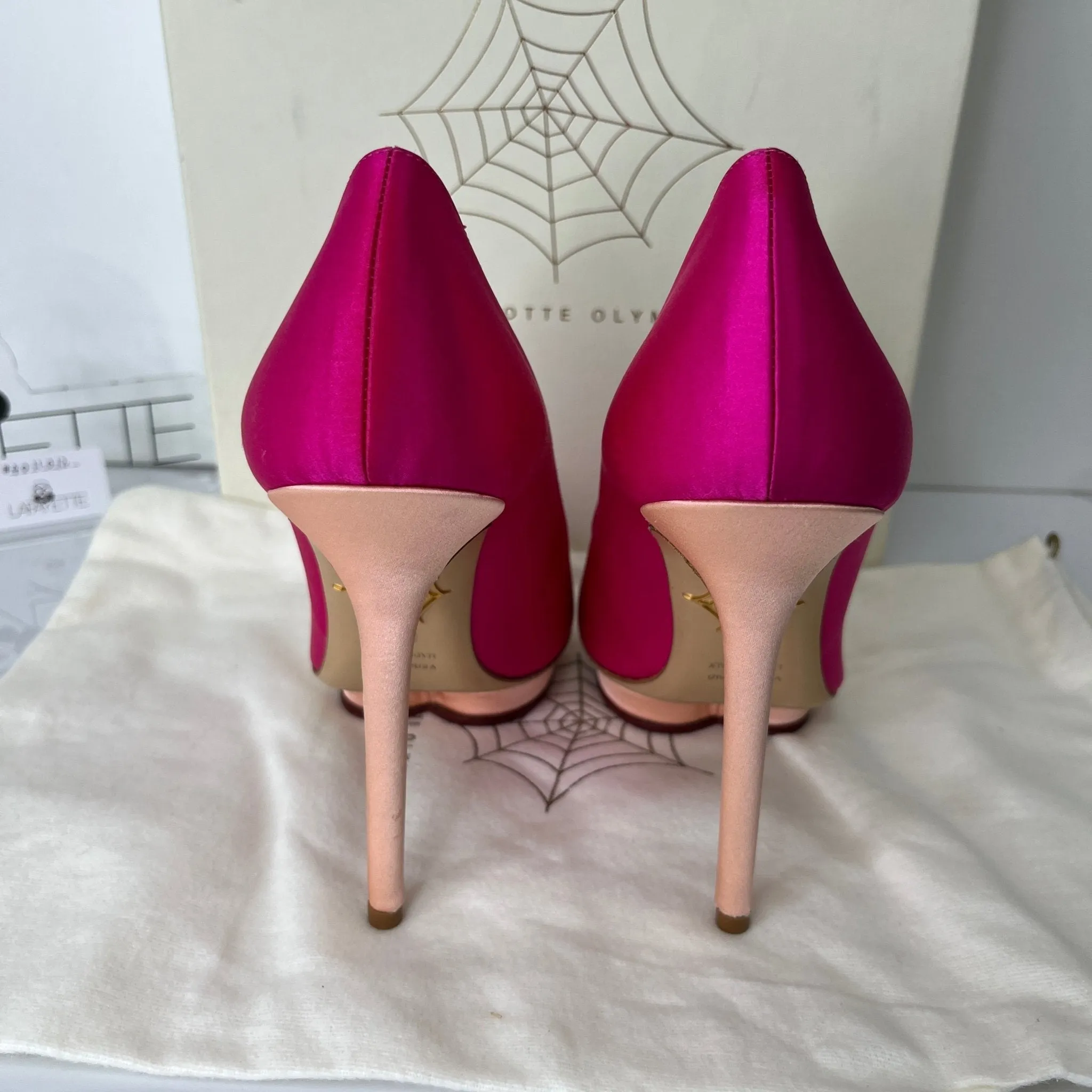 Charlotte Olympia Debonaire Heart-Platform Satin Pump