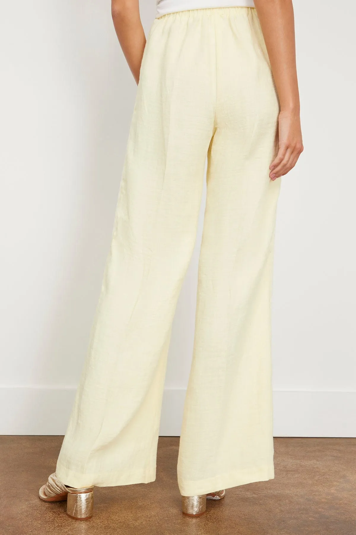 Chic Linen Herringbone Elasticated Pant in Luce