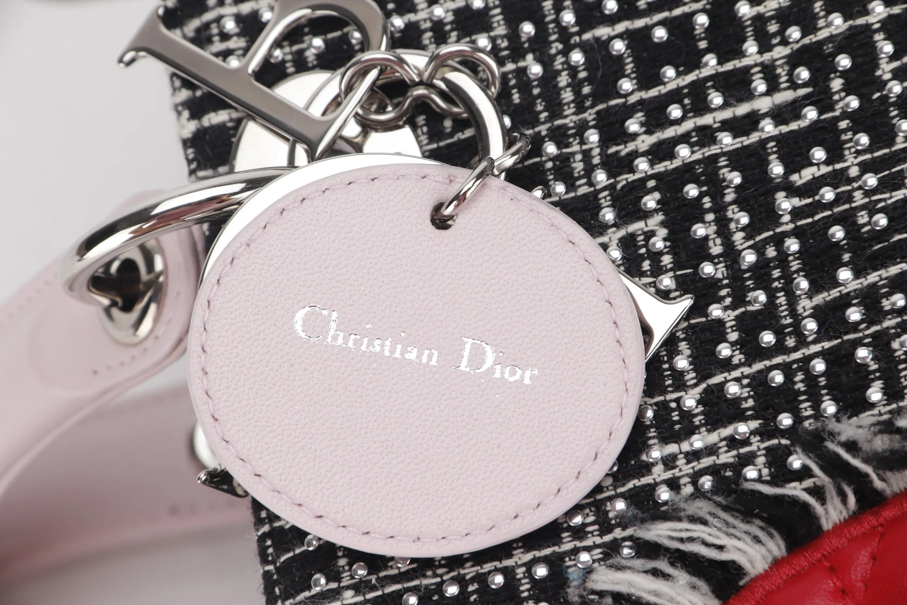 CHRISTIAN DIOR LADY DIOR PATCHWORK LOVE (17-BO-0185) MULTICOLOR MEDIUM TWEED SILVER HARDWARE, WITH STRAP, CARD, DUST COVER & BOX