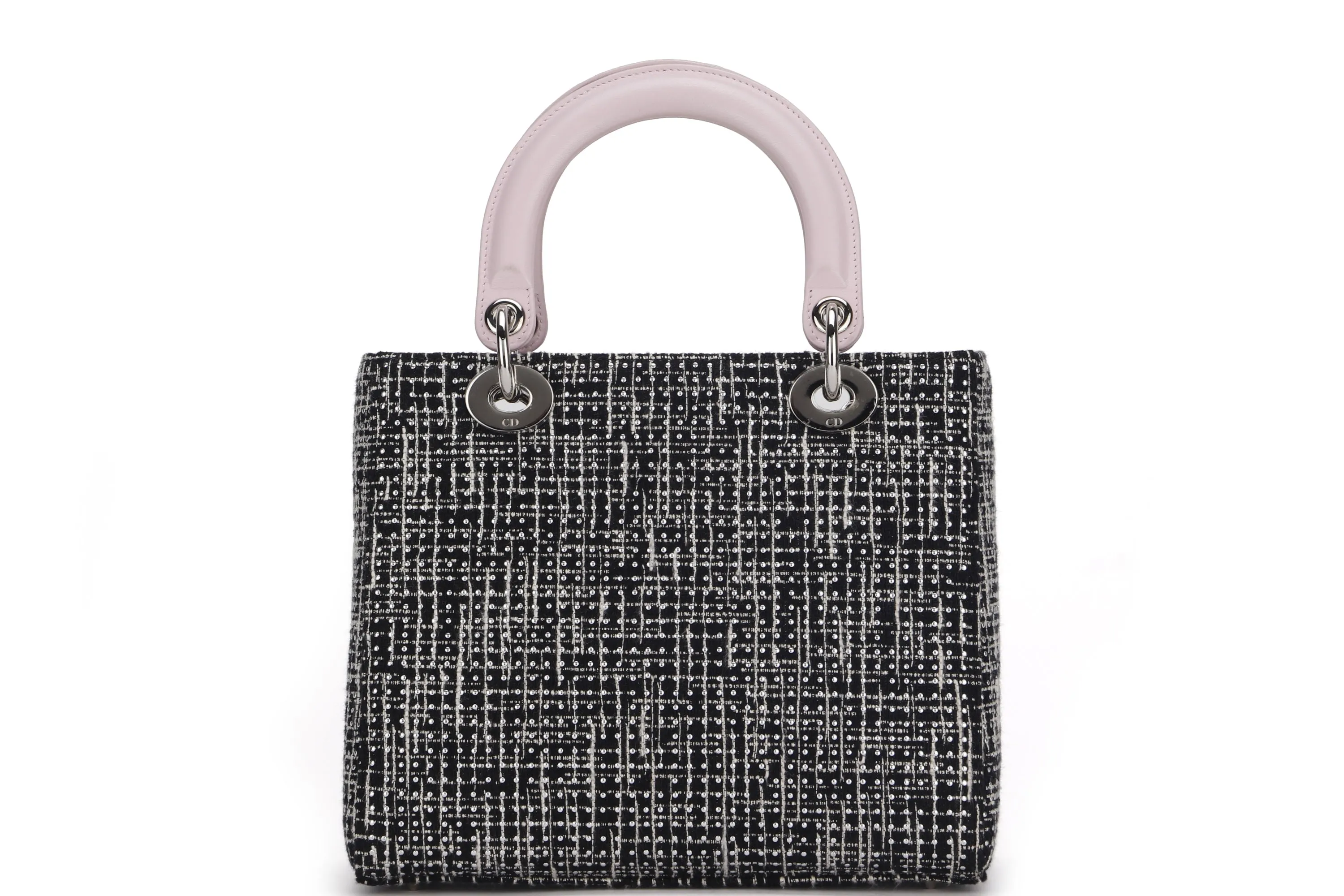 CHRISTIAN DIOR LADY DIOR PATCHWORK LOVE (17-BO-0185) MULTICOLOR MEDIUM TWEED SILVER HARDWARE, WITH STRAP, CARD, DUST COVER & BOX