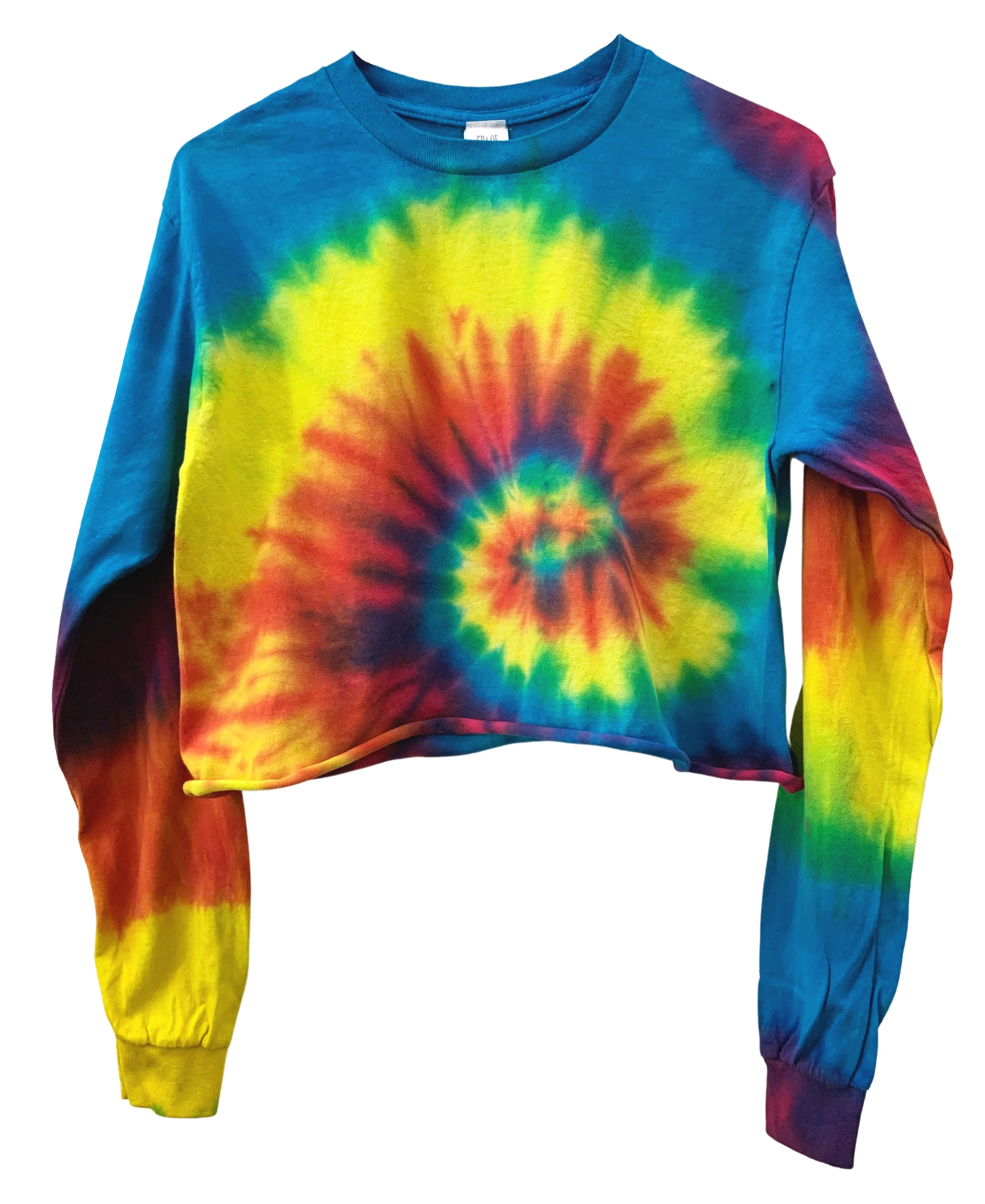 Classic Rainbow Tie-Dye Cropped Long Sleeve Unisex Tee