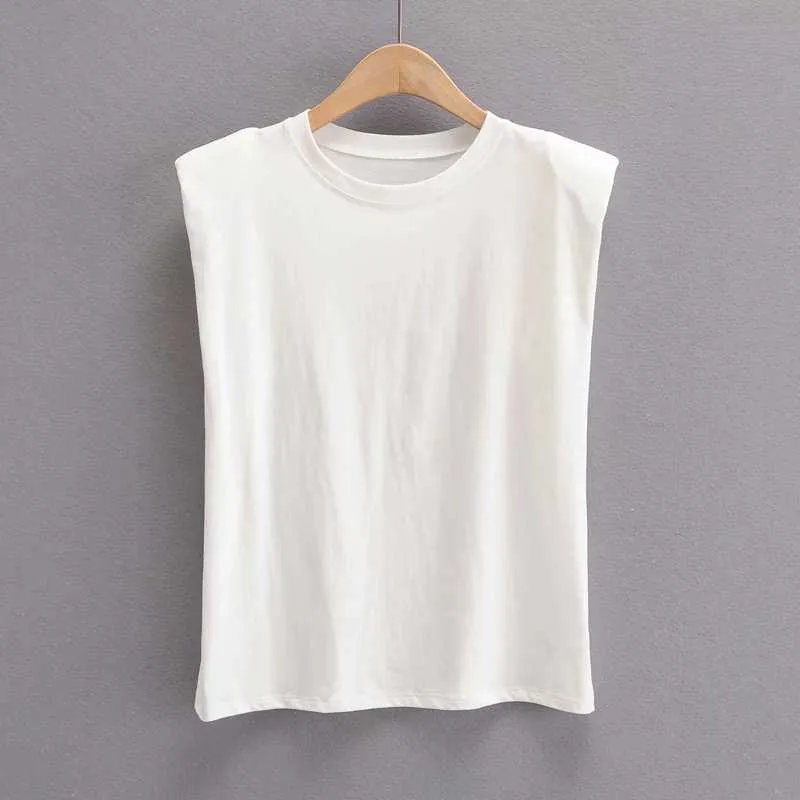 Cool Padded Shoulder Tank Top Tee Shirt With Shoulder Pad